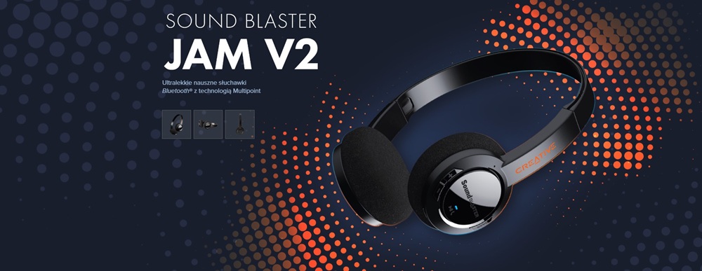 Słuchawki Creative Sound Blaster Jam V2 Bluetooth czarne  pod skosem